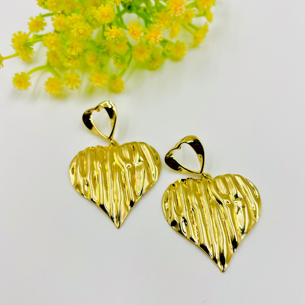 Golden Ripple Hearts Earrings